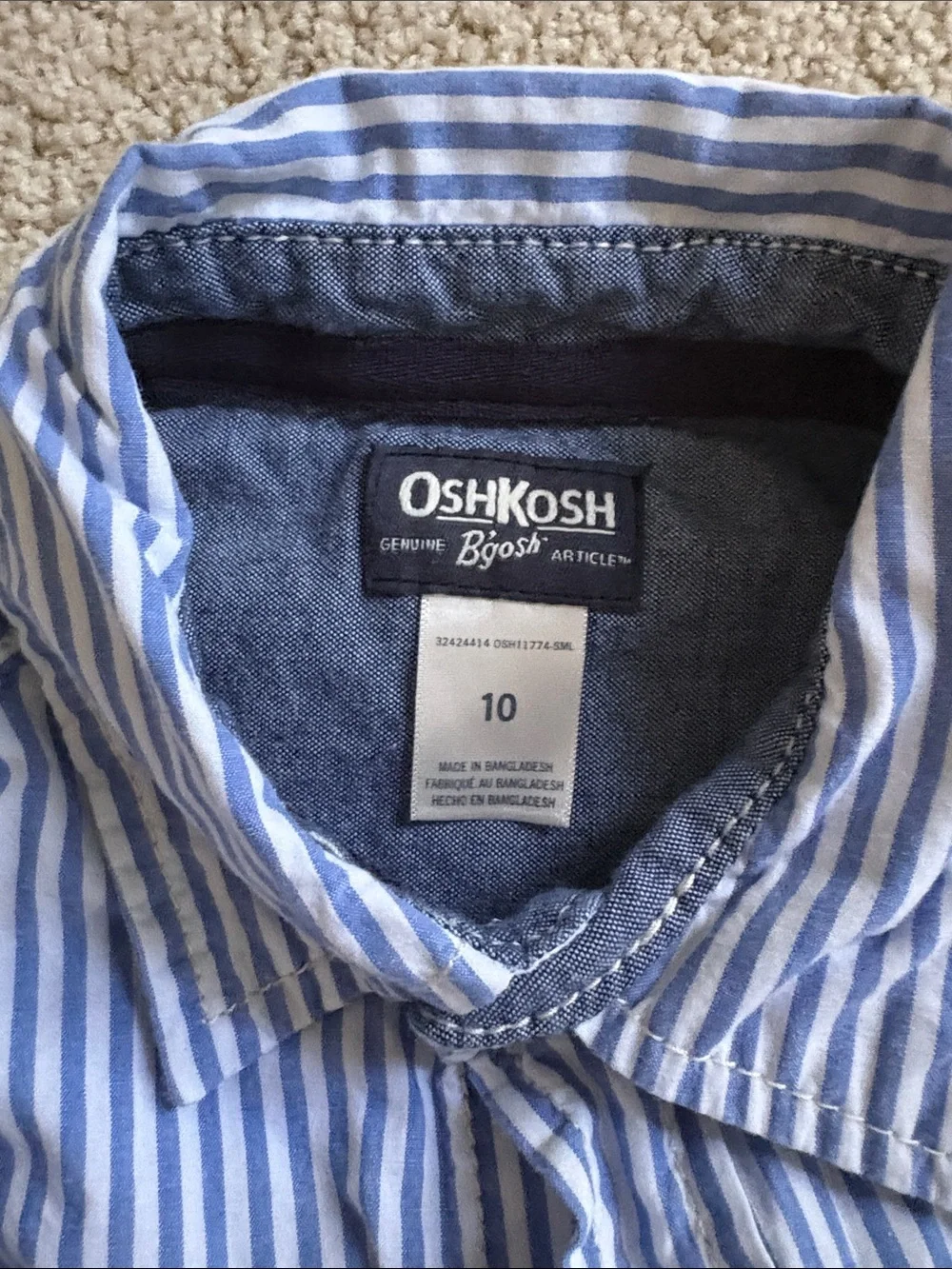 OshKosh B'gosh Blue & White Vertical Stripe Button-Down Shirt